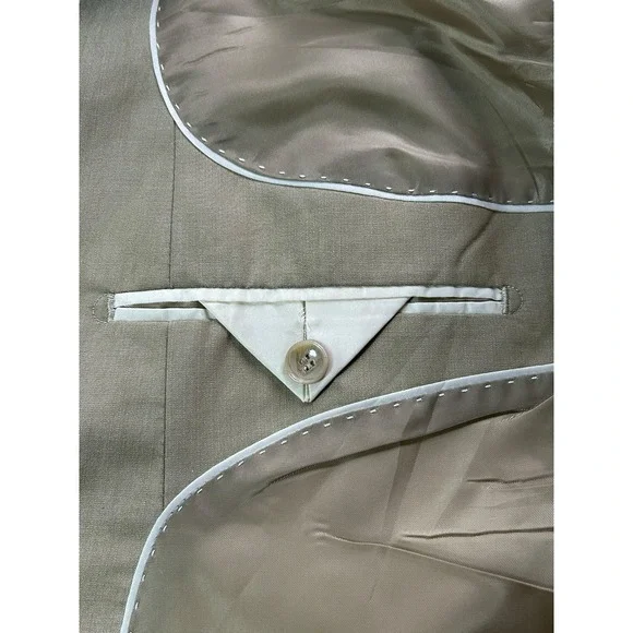 Apollo King Super 150's Hand Stitching Suit Jacket Mens Sz 52L Beige Blazer NWT